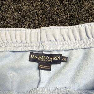 U.S. Polo Assn. Men's 2XL Light Blue Fleece Jogger Pants Drawstring Zip Pocket